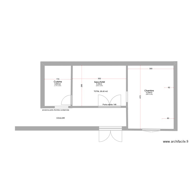 JARDINIERS mesures plan de masse avec couloir . Plan de 0 pièce et 0 m2