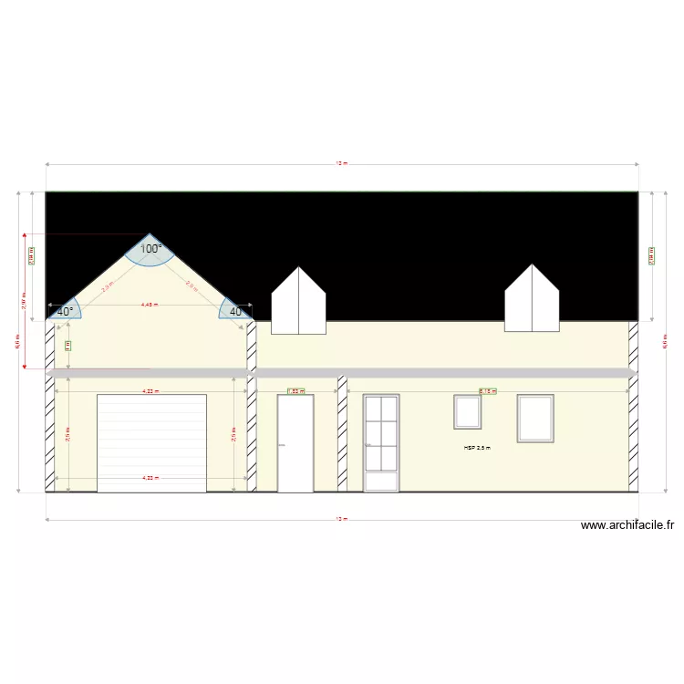 fa&ccedil;ade  principale 2 bis. Plan de 