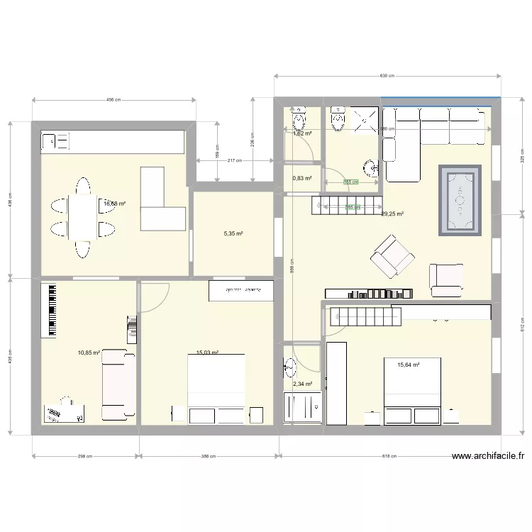 Montpellier 1er etage. V4. Plan de 