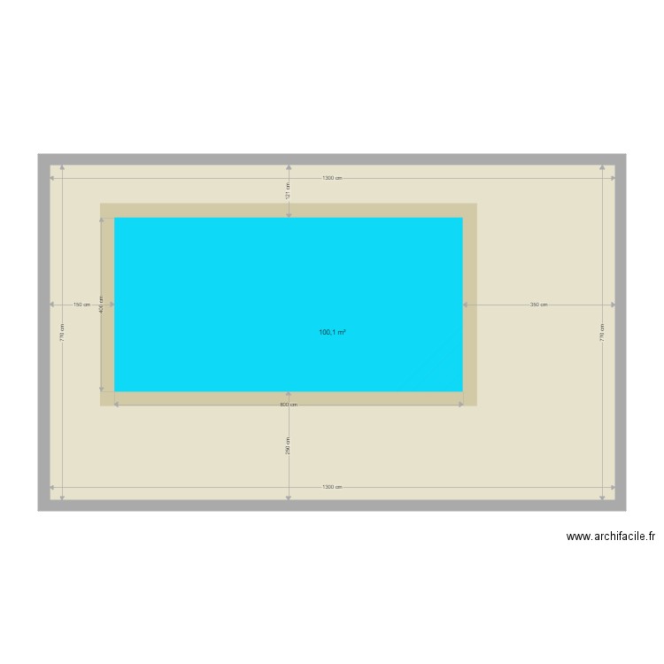 piscine. Plan de 1 pièce et 100 m2