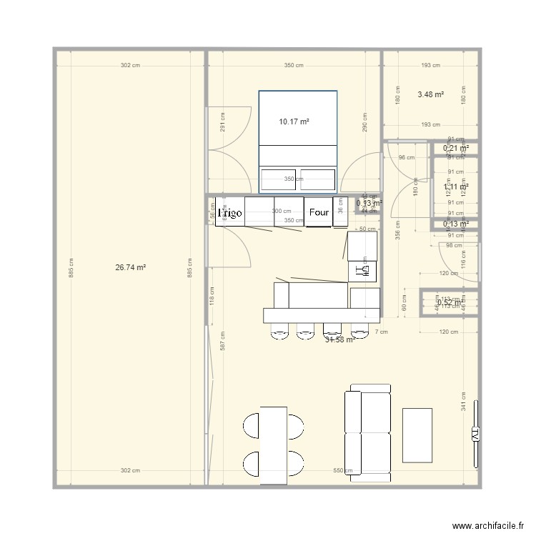 appart perso projet cuisine. Plan de 0 pièce et 0 m2