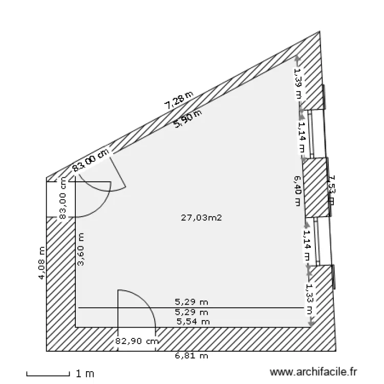 Chambre 1 Ray plafond. Plan de 