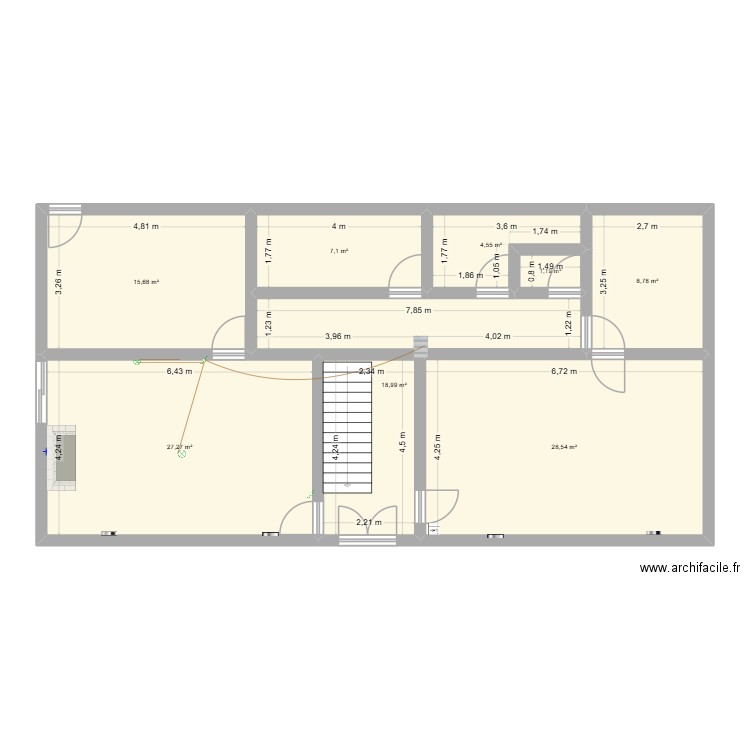 sdb. Plan de 8 pièces et 112 m2