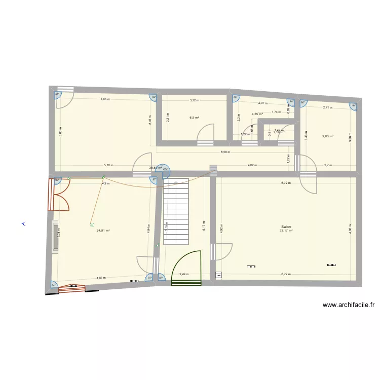 sdb. Plan de 7  et 118 m²