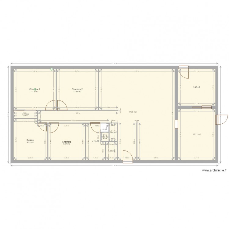 Maison 2D. Plan de 12 pièces et 121 m2