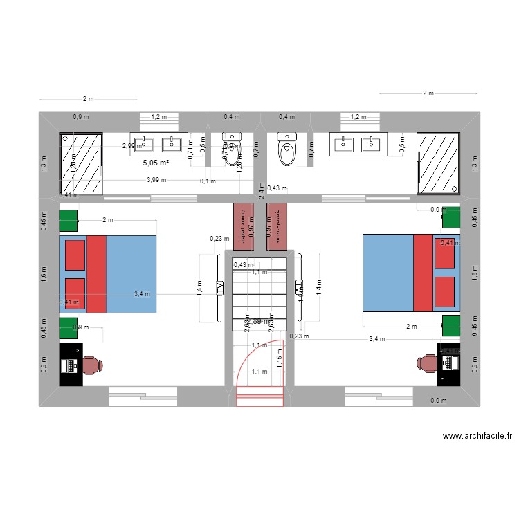 emprise cloisons sur sol rez de chaussée. Plan de 0 pièce et 0 m2
