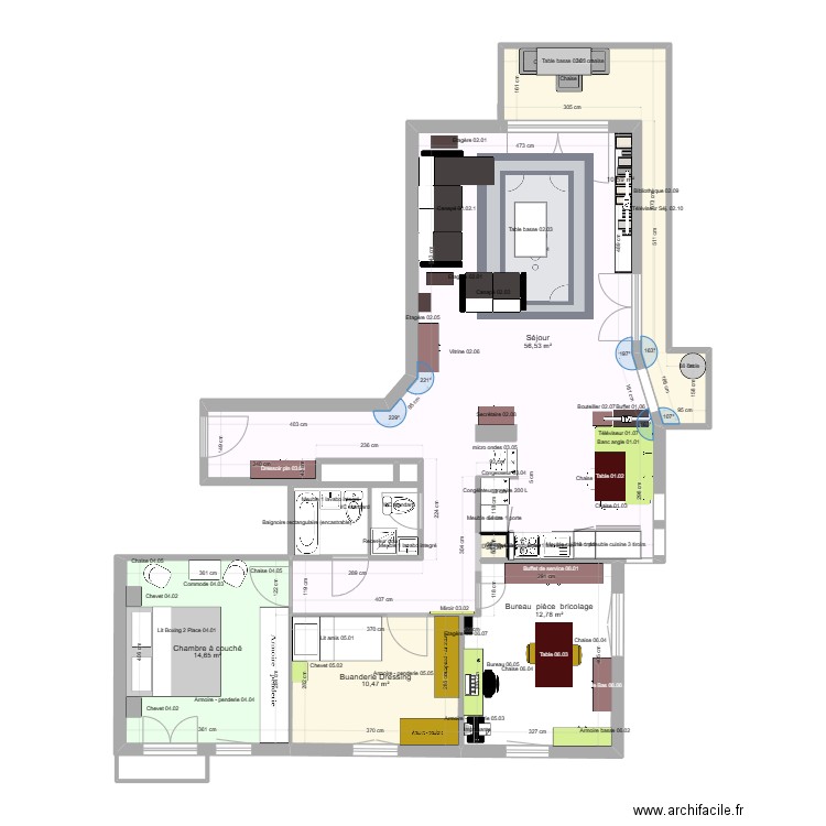 App. Vétroz Meublé V3. Plan de 6 pièces et 105 m2