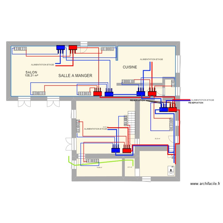 maison clarac CHAUFFAGE RDC. Plan de 5 pièces et 196 m2