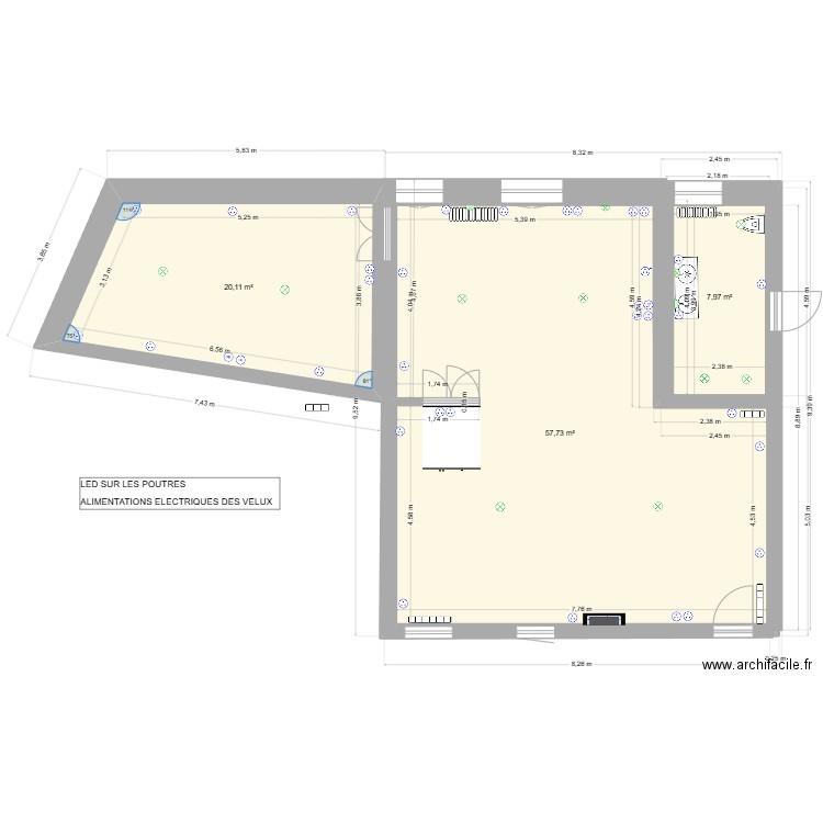 BUSSIERES CUISINE ELECTRICITE 7. Plan de 3 pièces et 86 m2