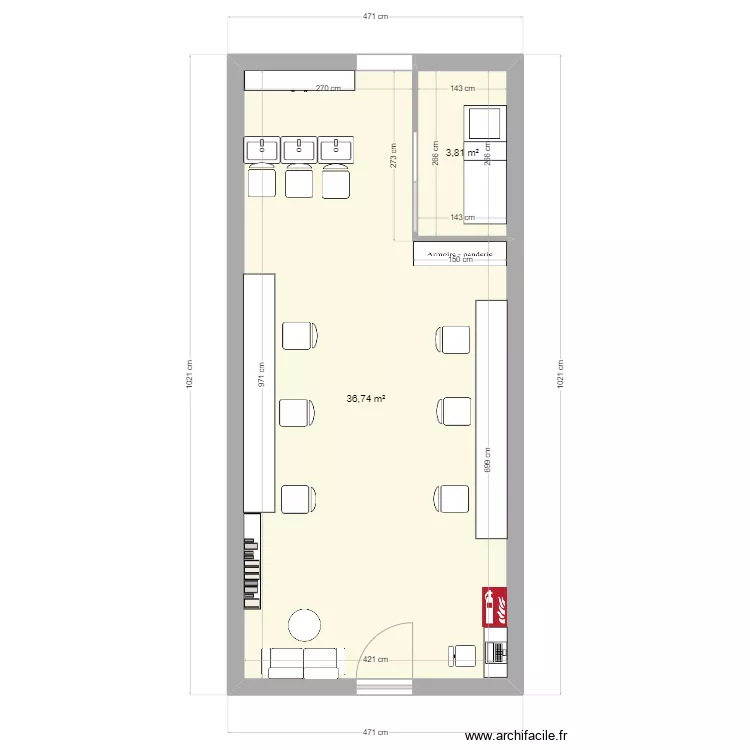 salon bach vahin&eacute;. Plan de 