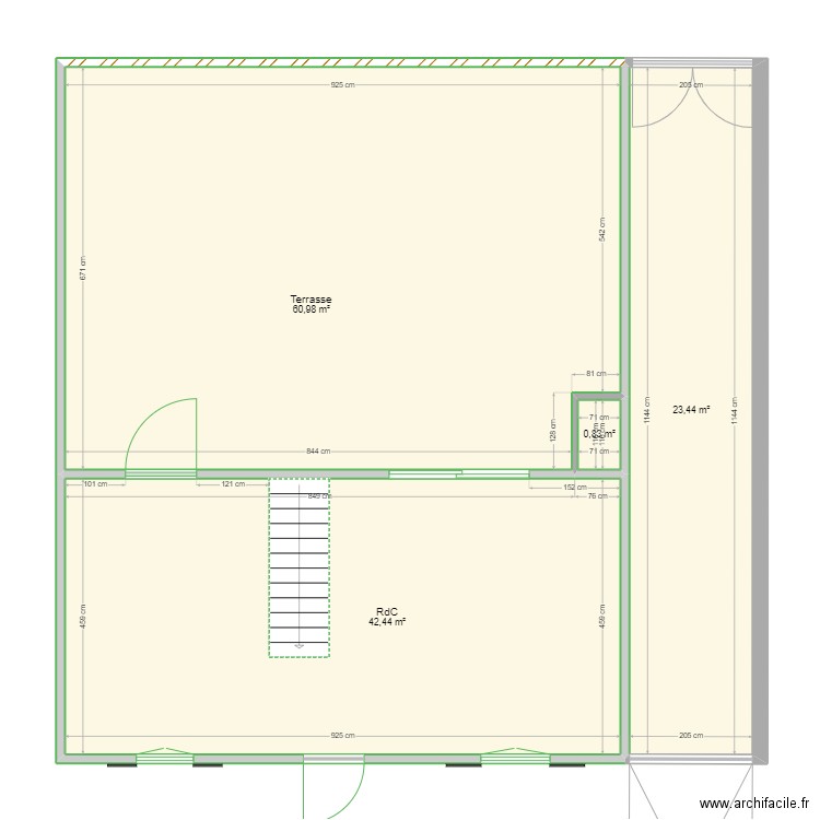 Maison Deauville Extension Veranda Implantée. Plan de 4 pièces et 128 m2