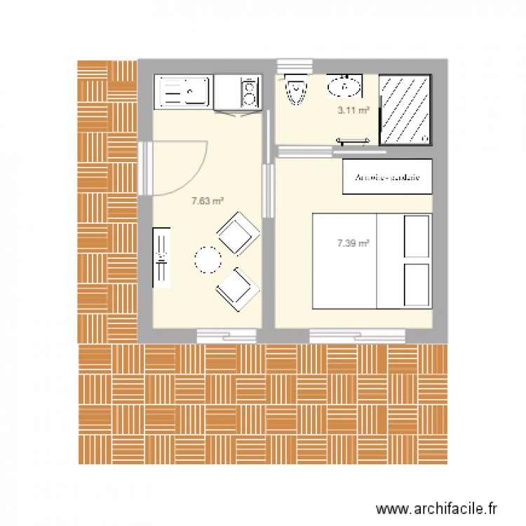 bungalow 20m2. Plan de 0 pièce et 0 m2