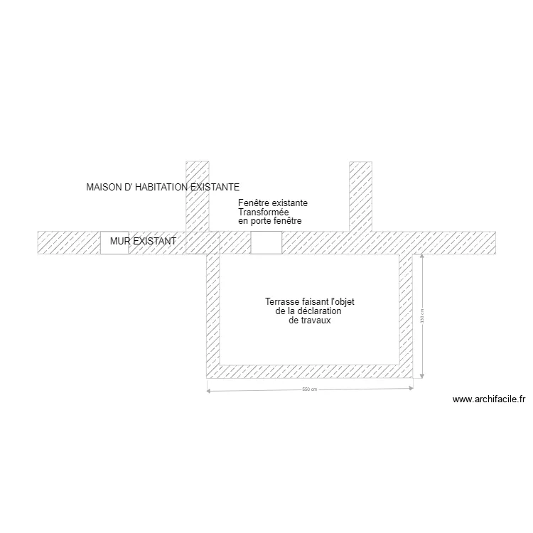 Terrasse vue en plan V1. Plan de 