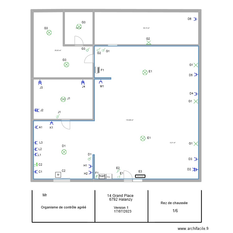 REZ Dorian. Plan de 6 pièces et 240 m2