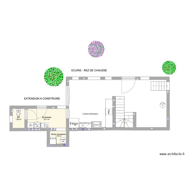 Plan Ferme Treb V2. Plan de 3 pièces et 10 m2