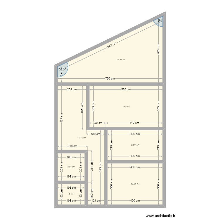 LE PLAN 72M2 (6). Plan de 7 pièces et 83 m2