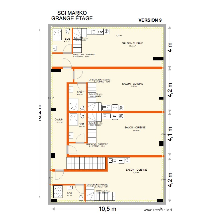 GRANGE MARKO VERSION 9. Plan de 15 pièces et 160 m2