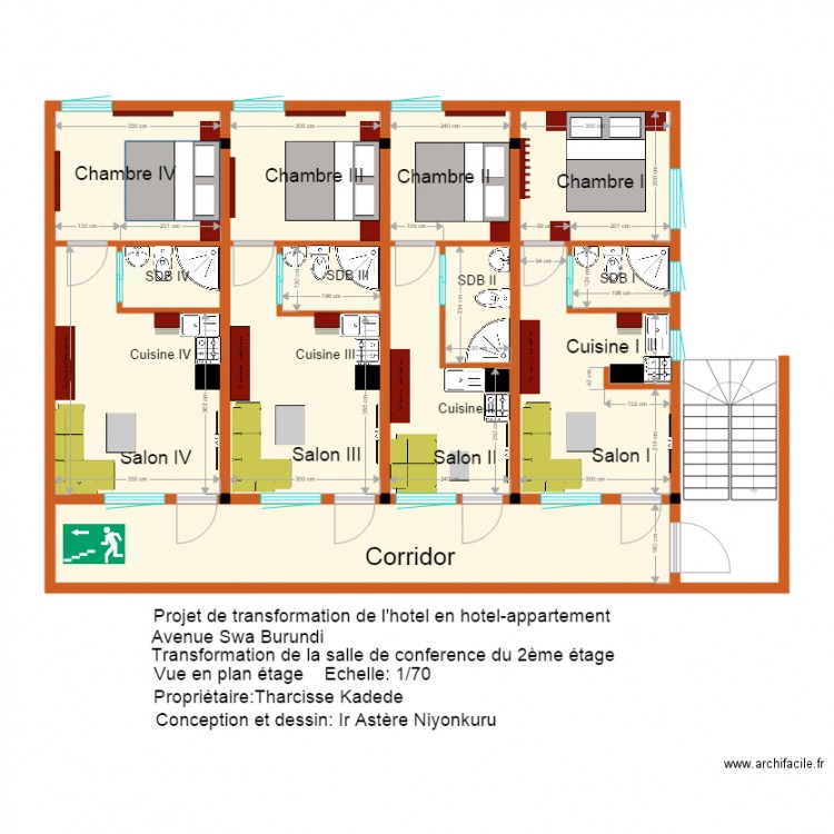 Kadede transfo salle eme etage. Plan de 12 pièces et 106 m2