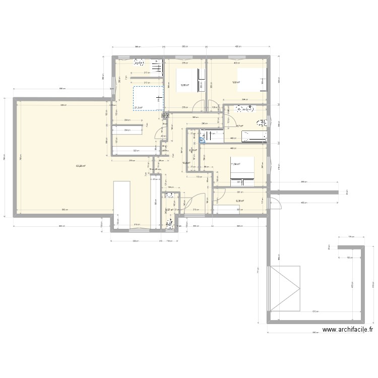 projet maison . Plan de 11 pièces et 155 m2