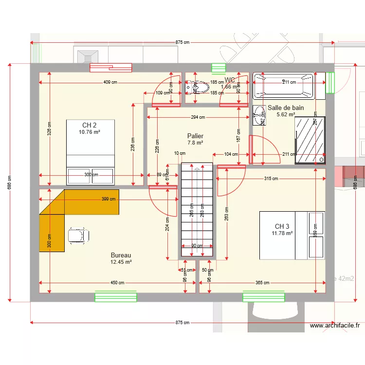 LEA &agrave; &eacute;tage 123 m2. Plan de 