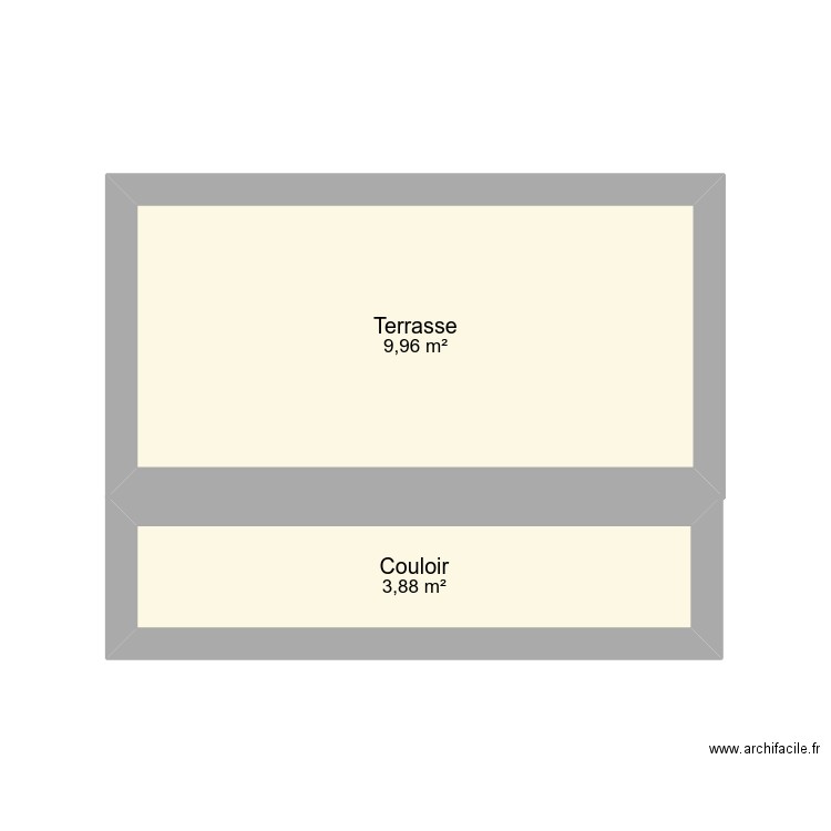 2ere etage. Plan de 2 pièces et 14 m2