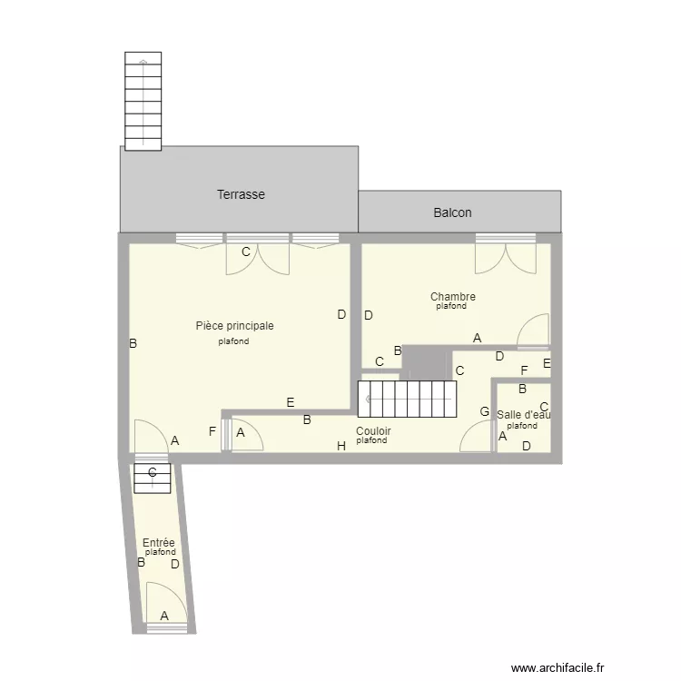 18 rdc appartement &agrave; r&eacute;nover. Plan de 