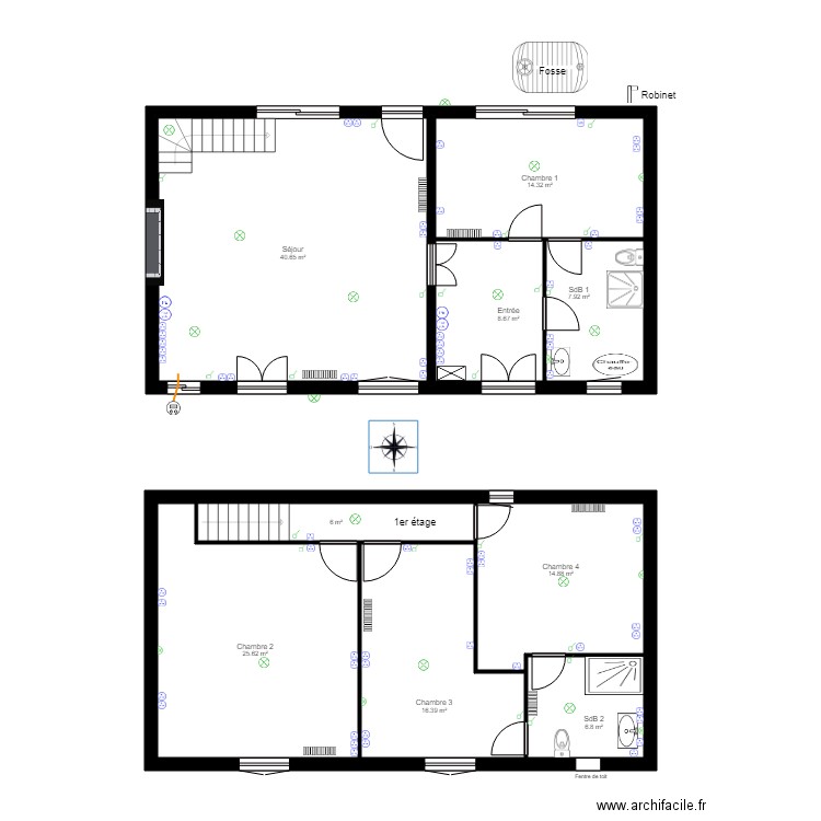 Roumasson 1. Plan de 9 pièces et 141 m2