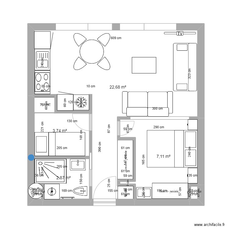 RPP 2 v3 SDB. Plan de 6 pièces et 37 m2