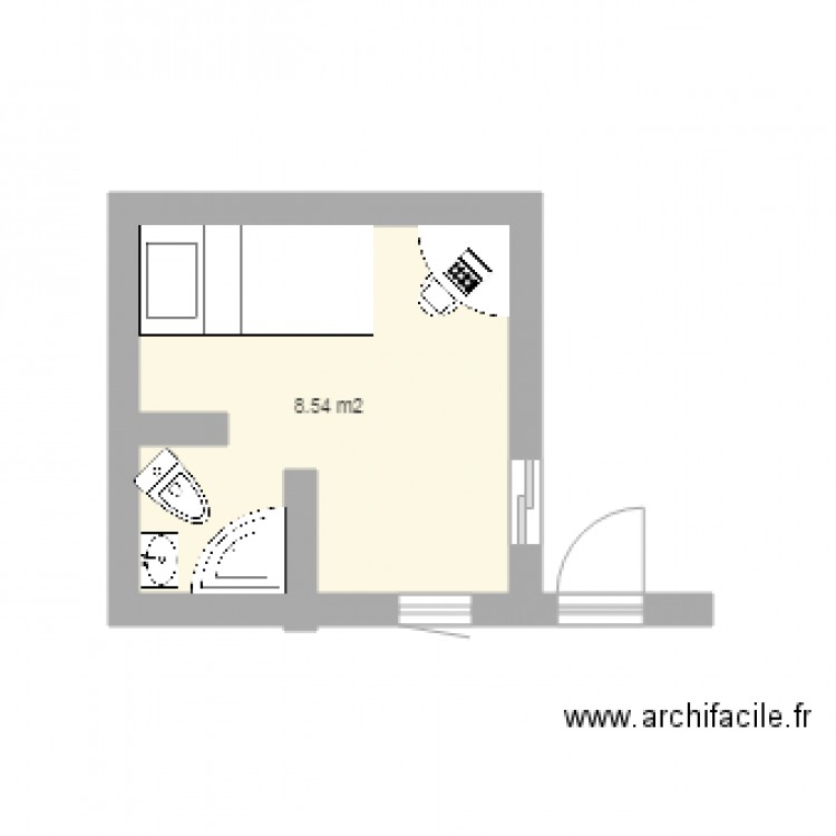 chambre studio. Plan de 0 pièce et 0 m2