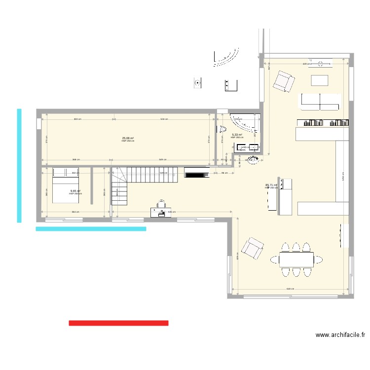 Maouris nord sud 3. Plan de 4 pièces et 126 m2