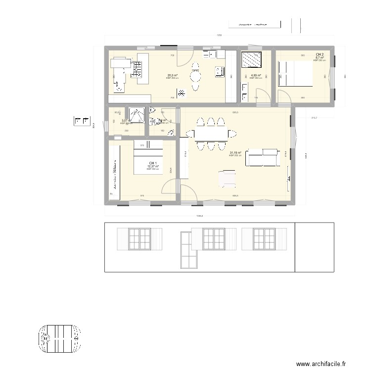 Final 16-3-00 modif. Plan de 7 pièces et 83 m2