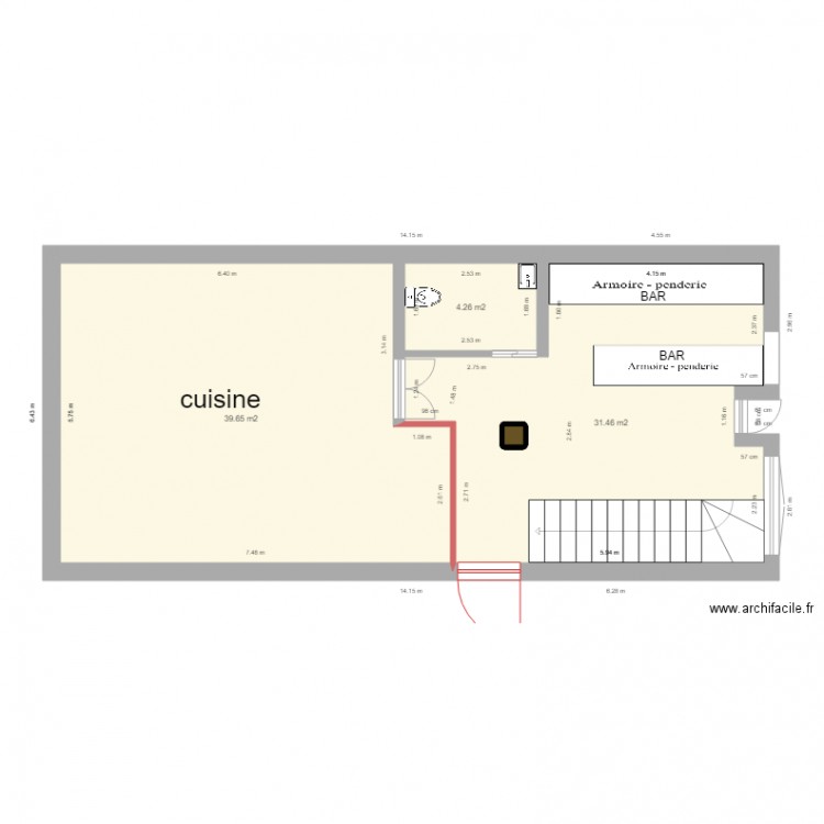 salle du bas. Plan de 0 pièce et 0 m2