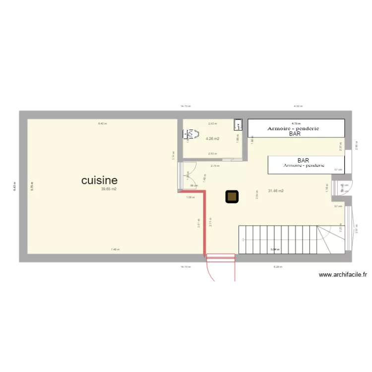 salle du bas. Plan de 