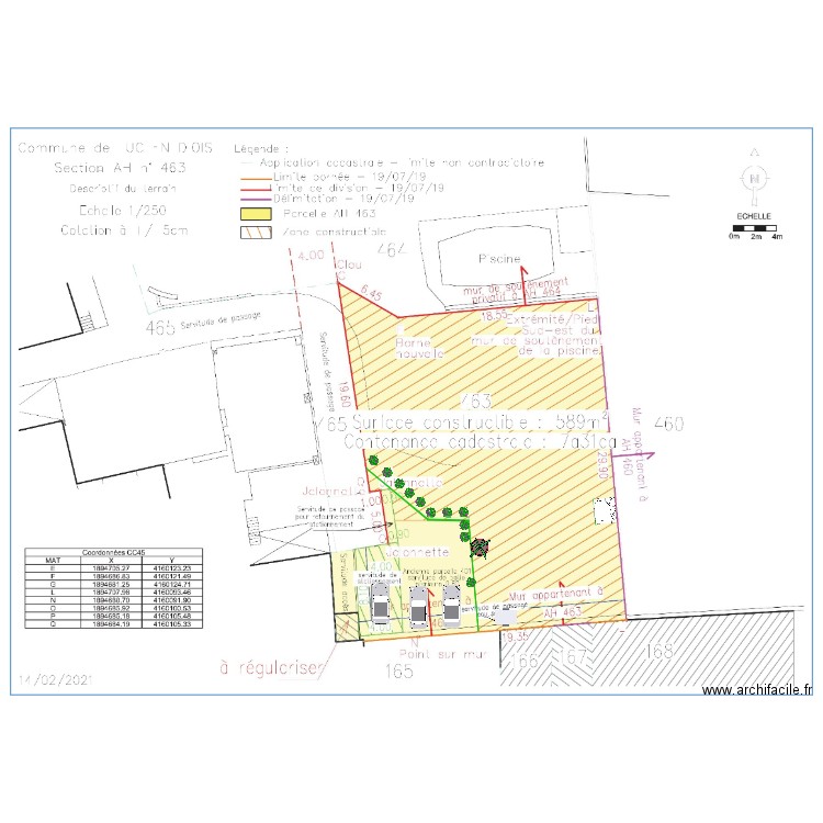 bornage. Plan de 0 pièce et 0 m2