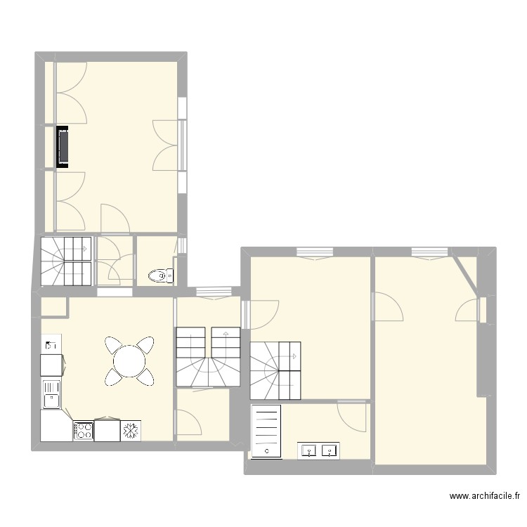 1er étage. Plan de 16 pièces et 62 m2