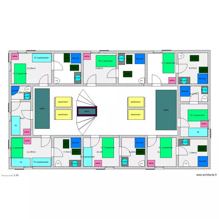 hotel 1er &eacute;tage. Plan de 