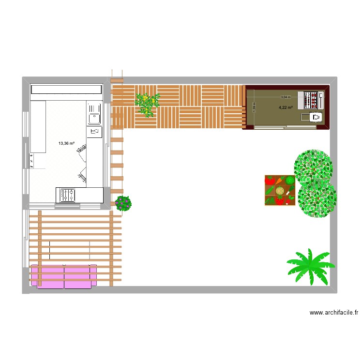 CUISINE. Plan de 2 pièces et 18 m2