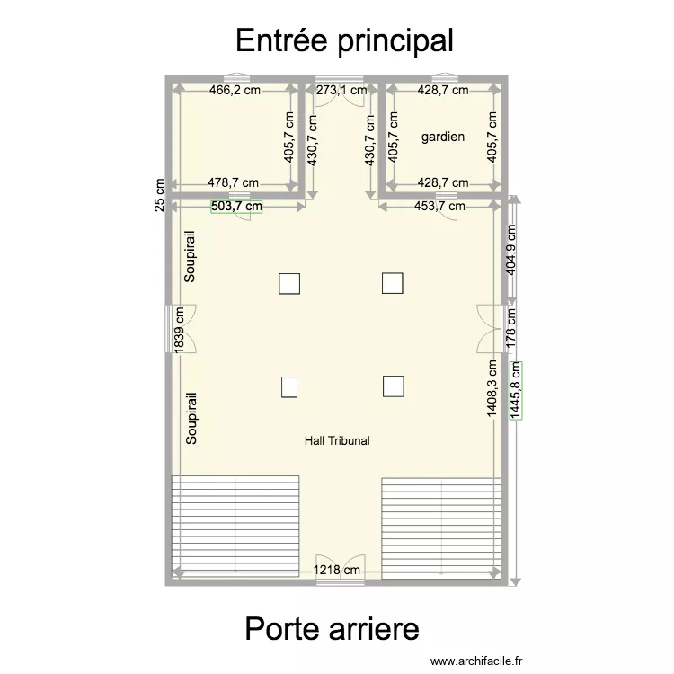 hall tribunal. Plan de 