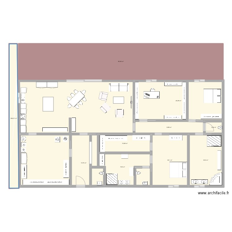 ab49410-2. Plan de 10 pièces et 245 m2