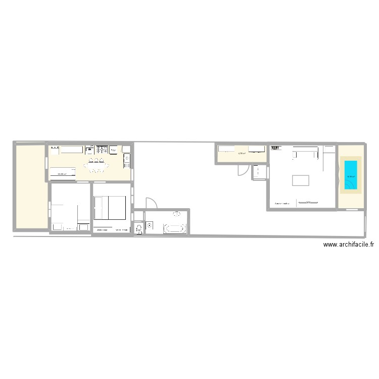 plan des 2 numeros aprés 1962. Plan de 3 pièces et 45 m2