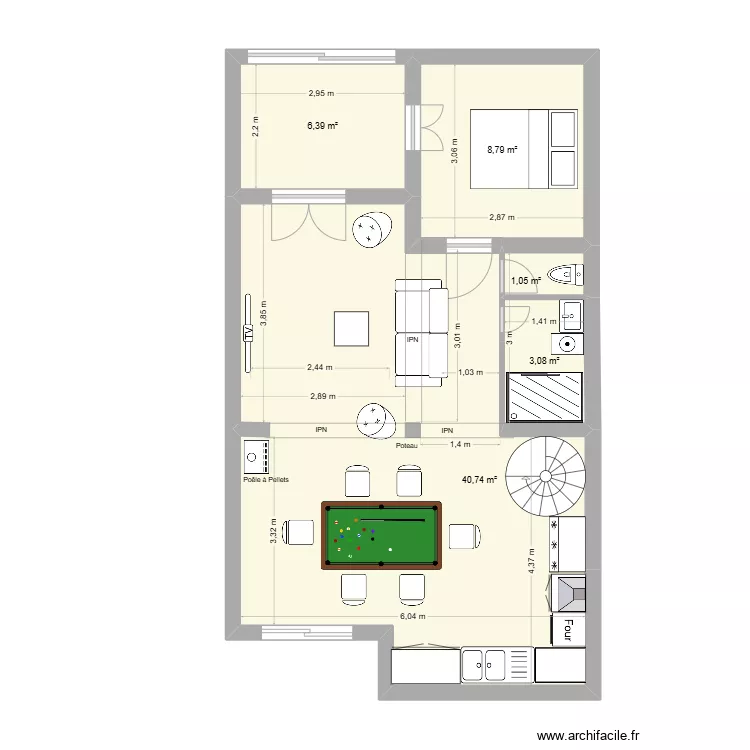 Garluche cuisine chambre escalier. Plan de 