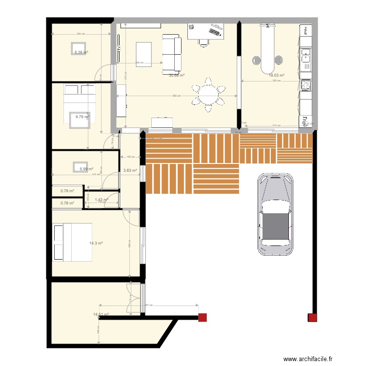 GARAGE. Plan de 11 pièces et 108 m2