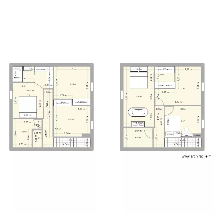 maison pcf 2. Plan de 14  et 101 m²