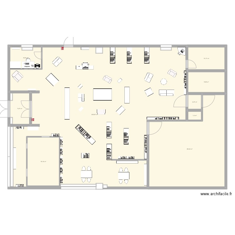 Médiathèque Vide. Plan de 8 pièces et 373 m2