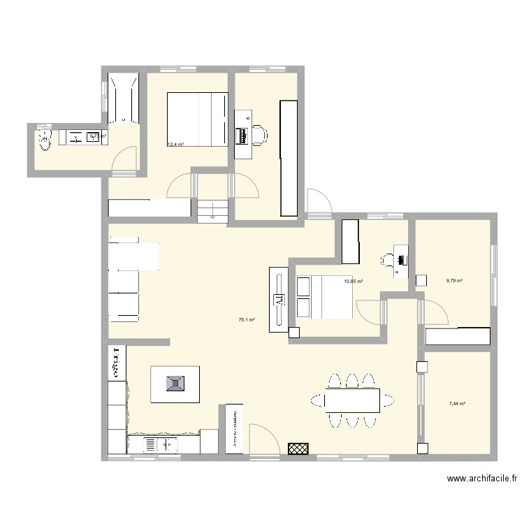 Maison . Plan de 6 pièces et 122 m2