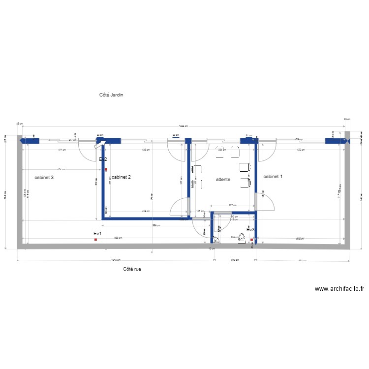 sous sol  cloisons  portes chaises 2. Plan de 4 pièces et 82 m2