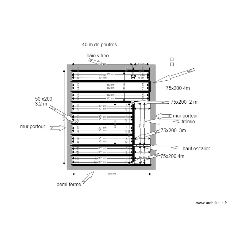 mez 1. Plan de 13 pièces et 15 m2