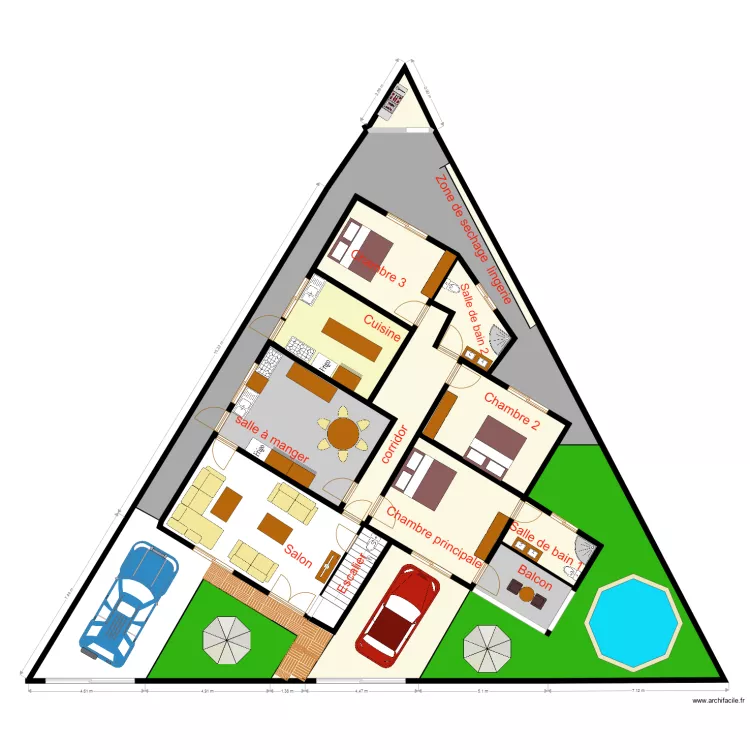 gangi vue en plan villa3. Plan de gangi vue en plan villa3. Plan de