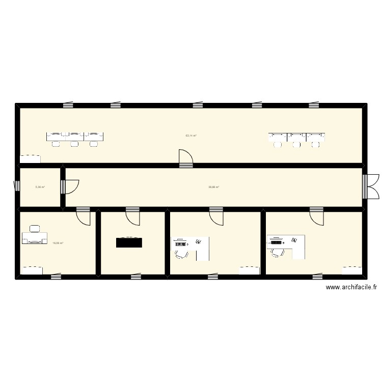 bloc directionel. Plan de 6 pièces et 177 m2