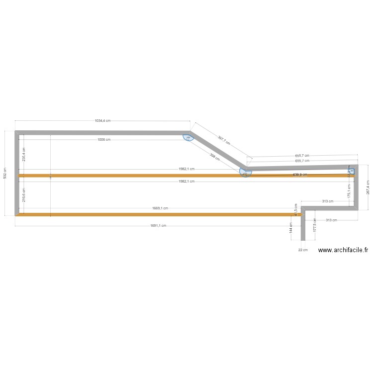 plans023. Plan de 2 pièces et 71 m2